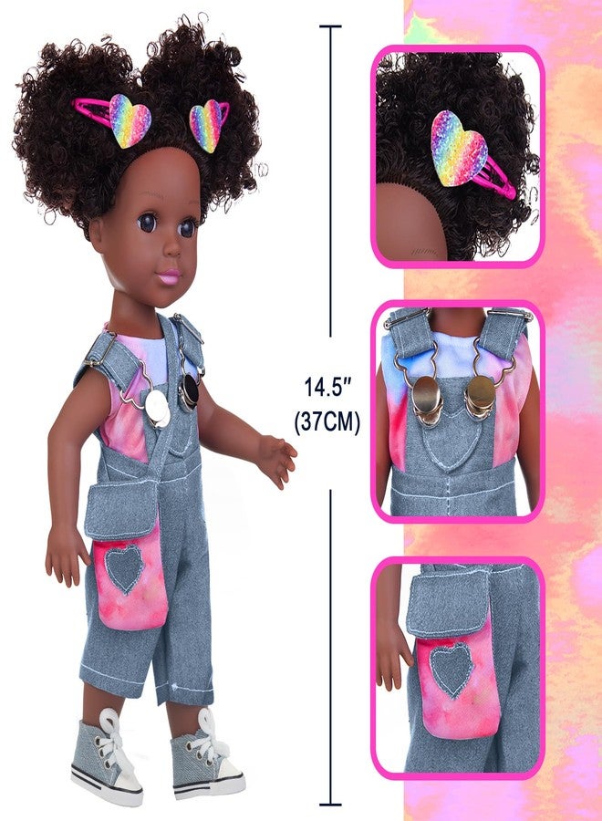 UNICORN ELEMENT Black Baby Doll with Tie-Dye Rainbow Top and Clothes Set - 14.5 Inch Silicone Realistic Girl Doll - Image 4
